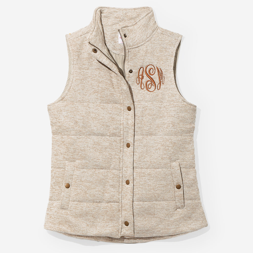 Monogrammed Heathered Quilted Vest - Marleylilly