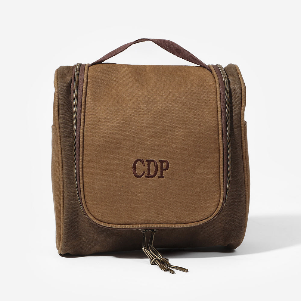 Personalized Waxed Canvas Hanging Toiletry Bag