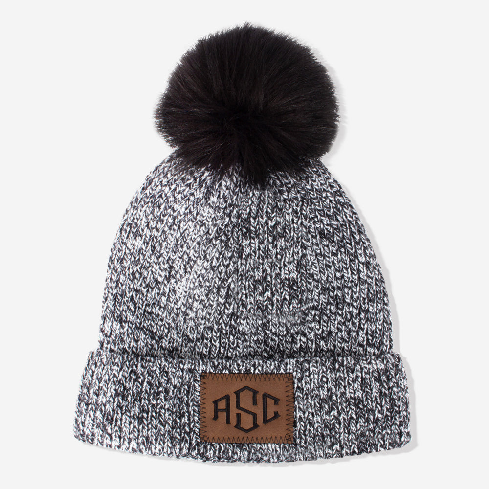 Monogrammed Beanie with Faux Fur Pom-Pom - Marleylilly