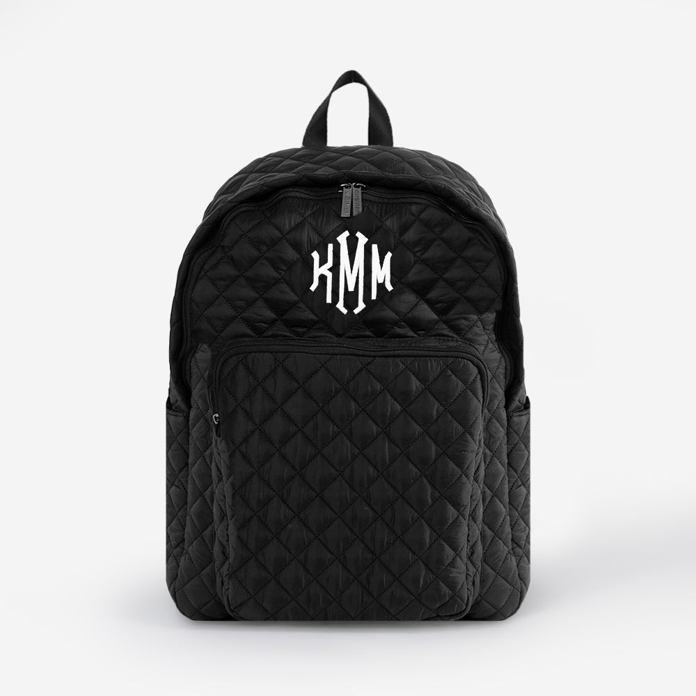 Monogrammed Quilted Laptop Backpack