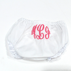 BLOOPER KIDS: Monogrammed White Eyelet Baby Bloomers