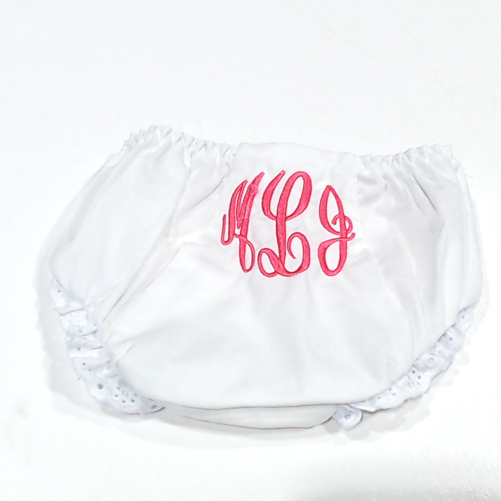 BLOOPER KIDS: Monogrammed White Eyelet Baby Bloomers