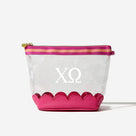 Chi Omega Scalloped Clear Cosmetic Case | Hot Pink