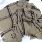 BLOOPER CLOTHING: Monogrammed Plaid Cowl Neck Poncho