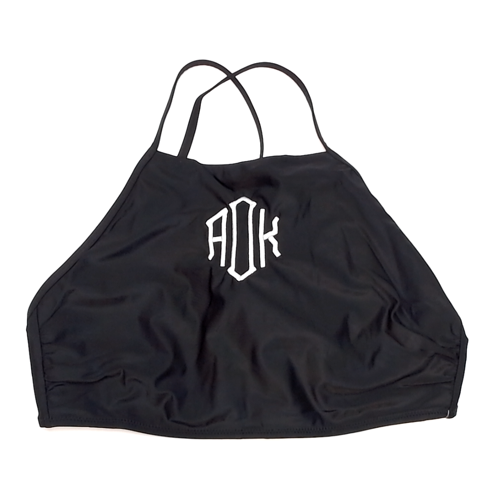 BLOOPER SWIM: Monogrammed High Neck Bikini Top