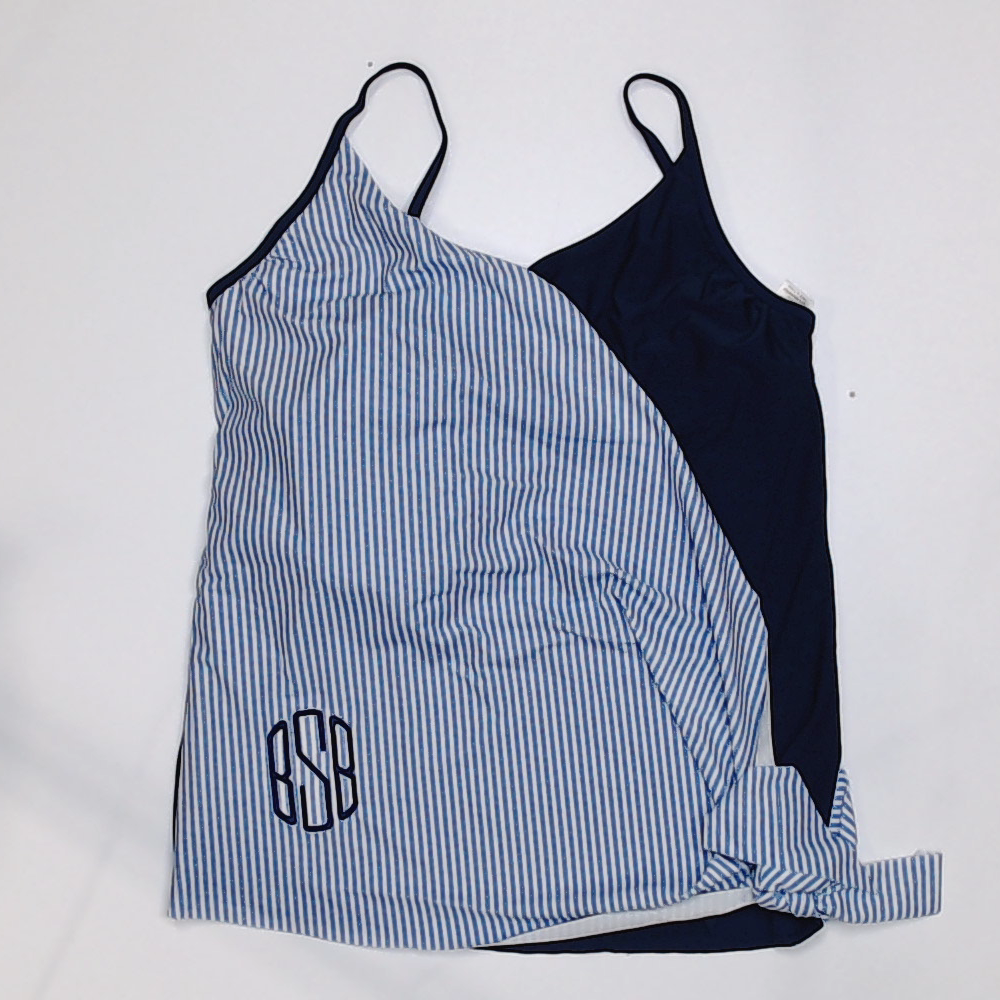 BLOOPER SWIM: Monogrammed Ruched Tankini