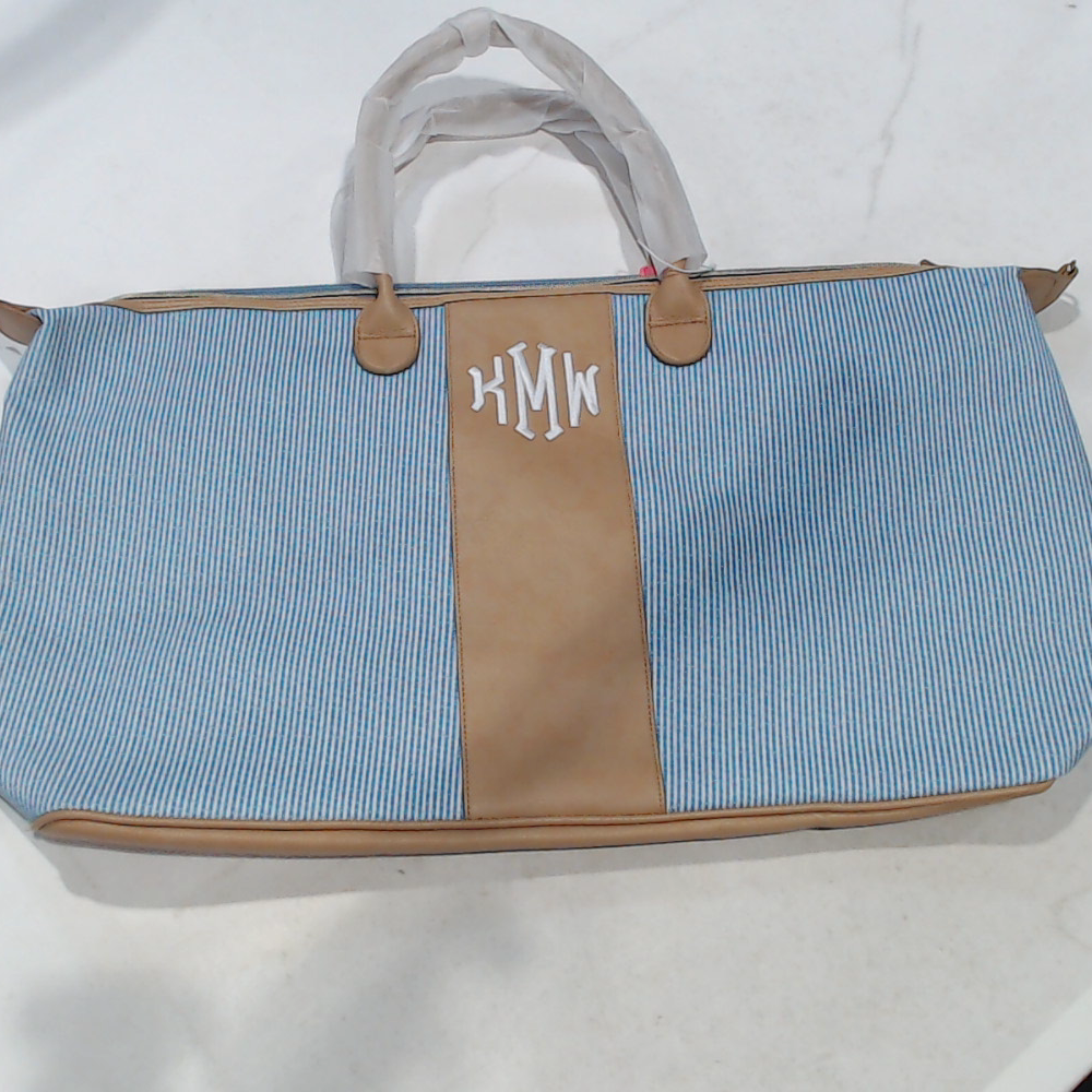 BLOOPER BAG: Monogrammed Seersucker Weekender