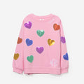 monogrammed kids sequin hearts sweatshirt in pink