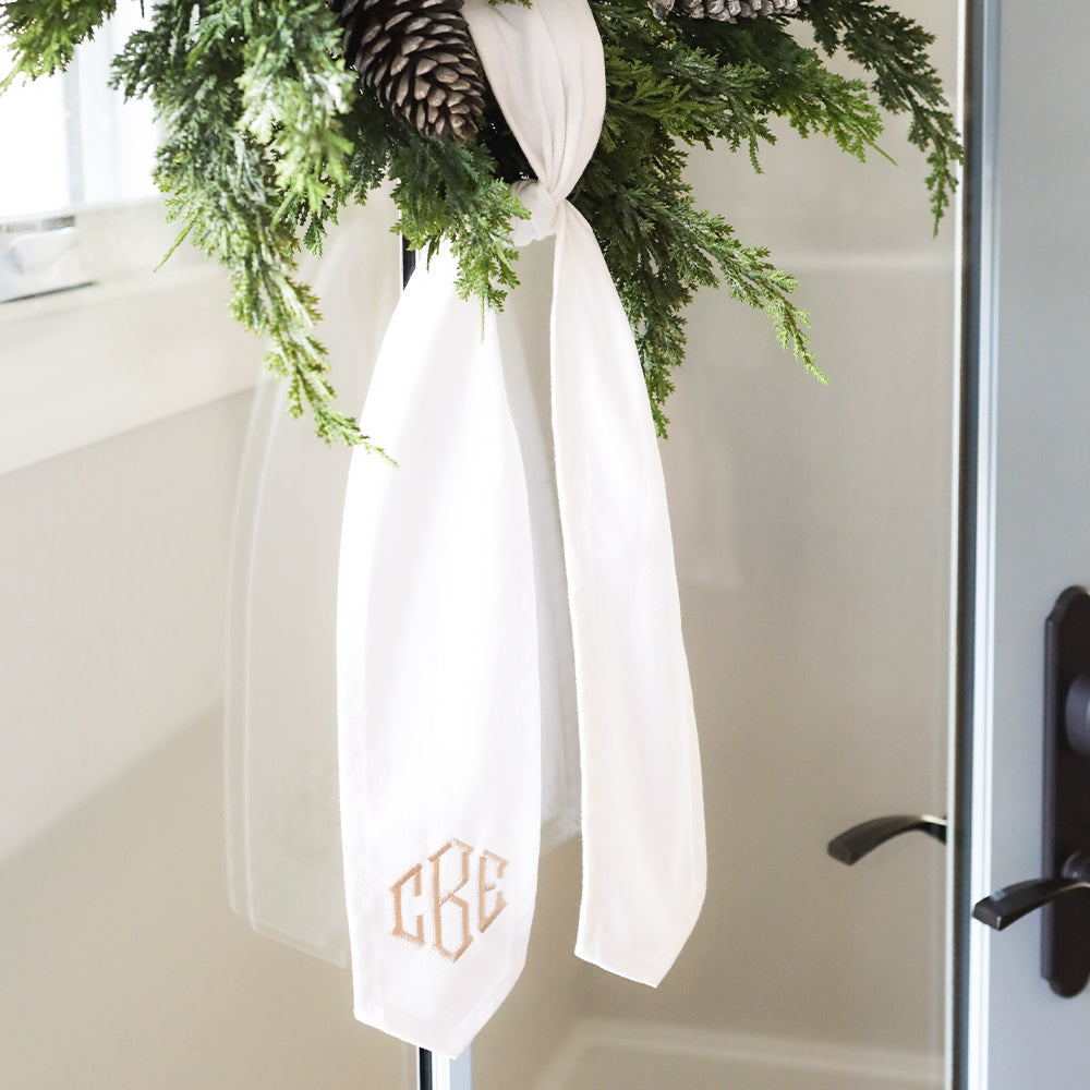 ivory wreath sash up close