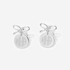 Monogrammed Bow Dangle Earrings | Silver