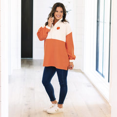 clemson quilted pullover tunic on peyton