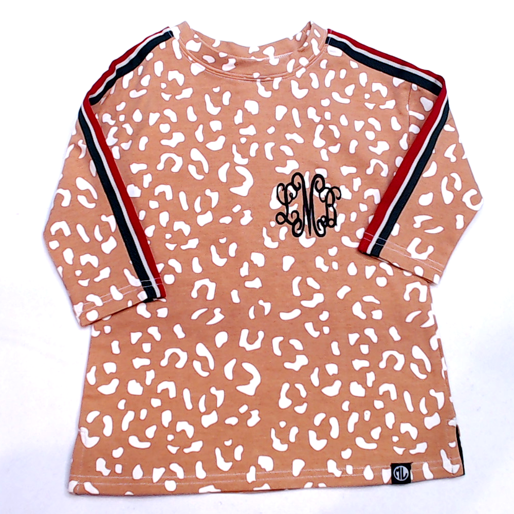 BLOOPER KIDS: Monogrammed Kids Striped Sleeve Dress