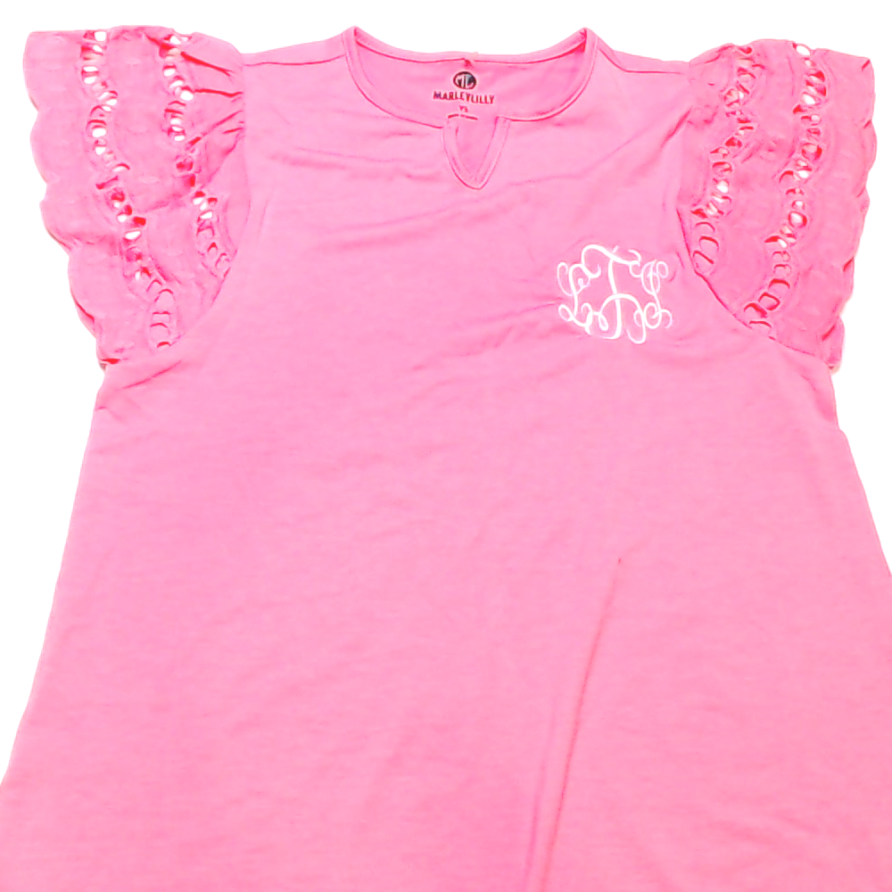 BLOOPER KIDS: Monogrammed Girls Flutter Sleeve Dress