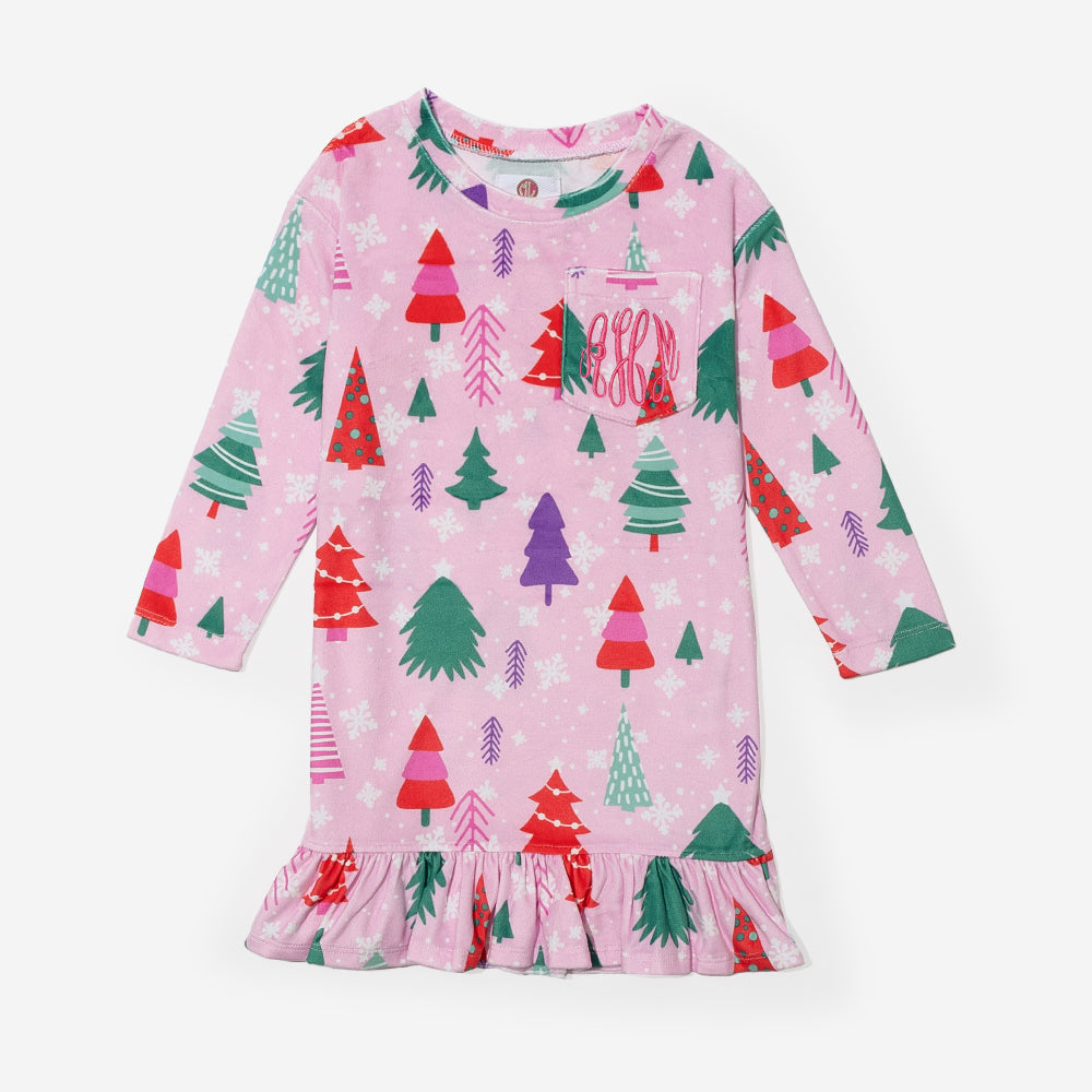 monogrammed girls nightgown in pink wonderland