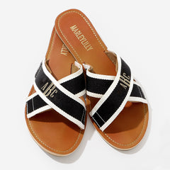 monogrammed criss cross sandal set without cheetah straps shown