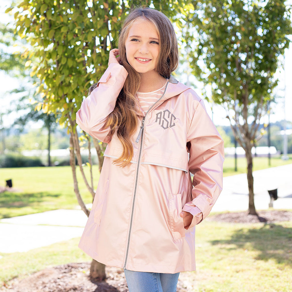 rose gold girls new england rain jacket