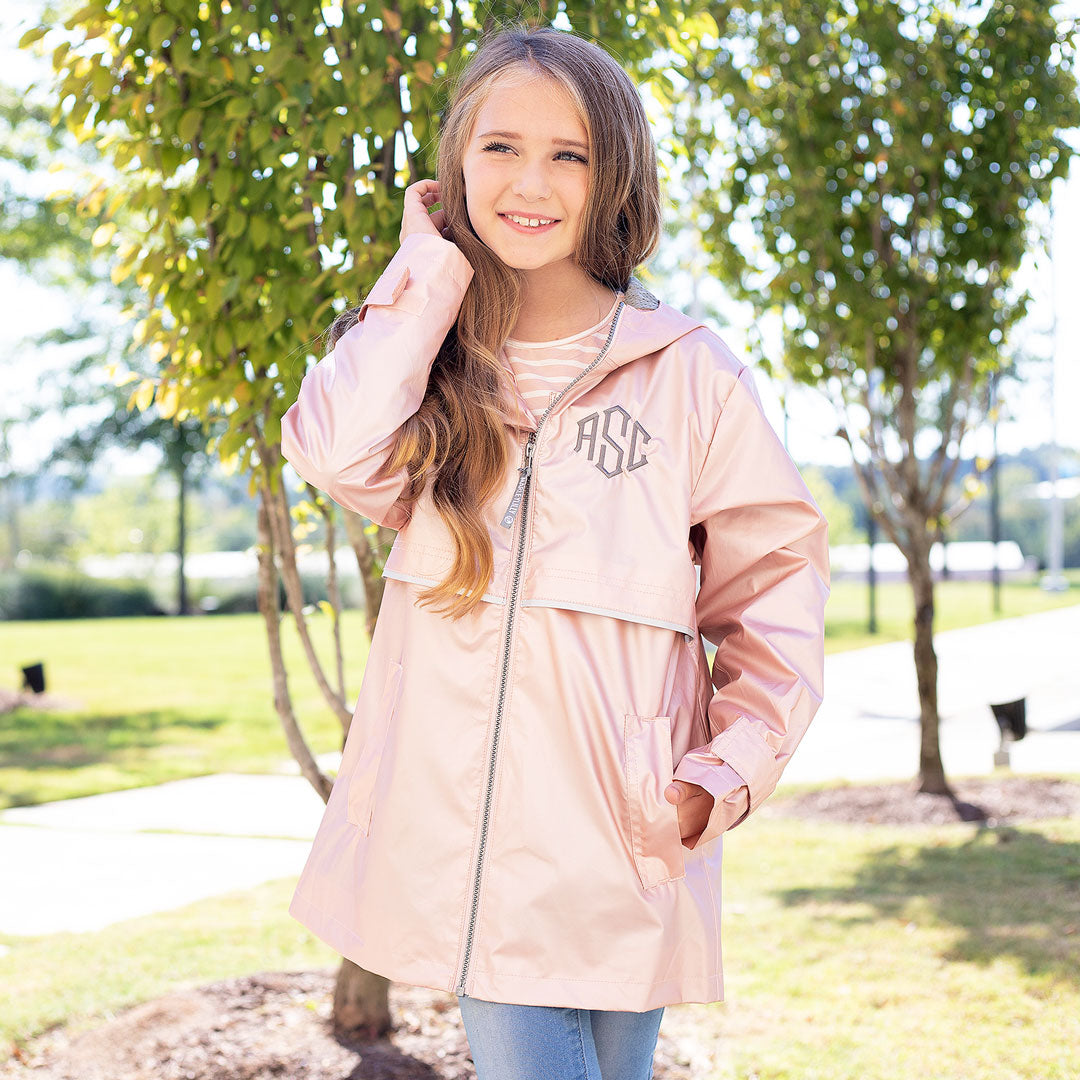 rose gold girls new england rain jacket