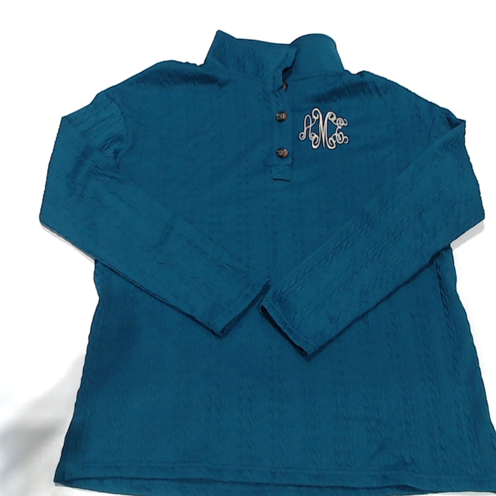 BLOOPER CLOTHING: Monogrammed Cable Knit Pullover