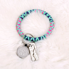 mint, pink & navy corded key ring