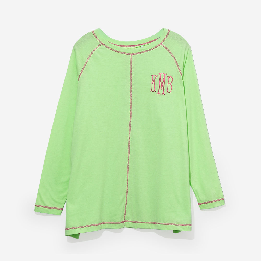 monogrammed athleisure layering tee in lime