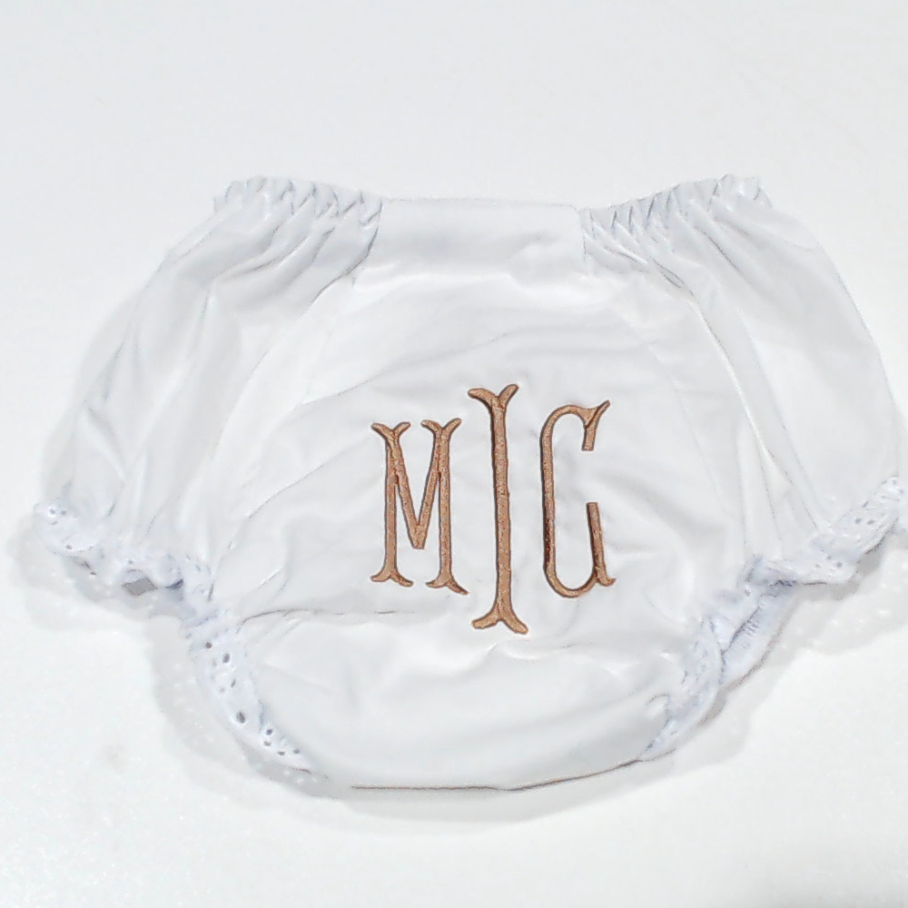 BLOOPER KIDS: Monogrammed White Eyelet Baby Bloomers