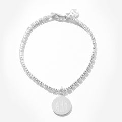 personalized tennis bracelet in silver