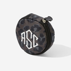 Monogrammed Travel Jewelry Case in Sable Cheetah