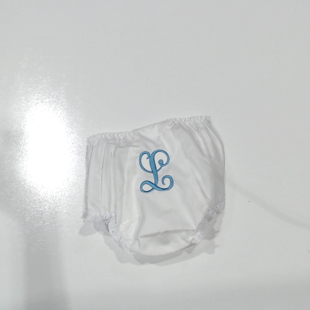 BLOOPER CLOTHING: Monogrammed White Eyelet Baby Bloomers
