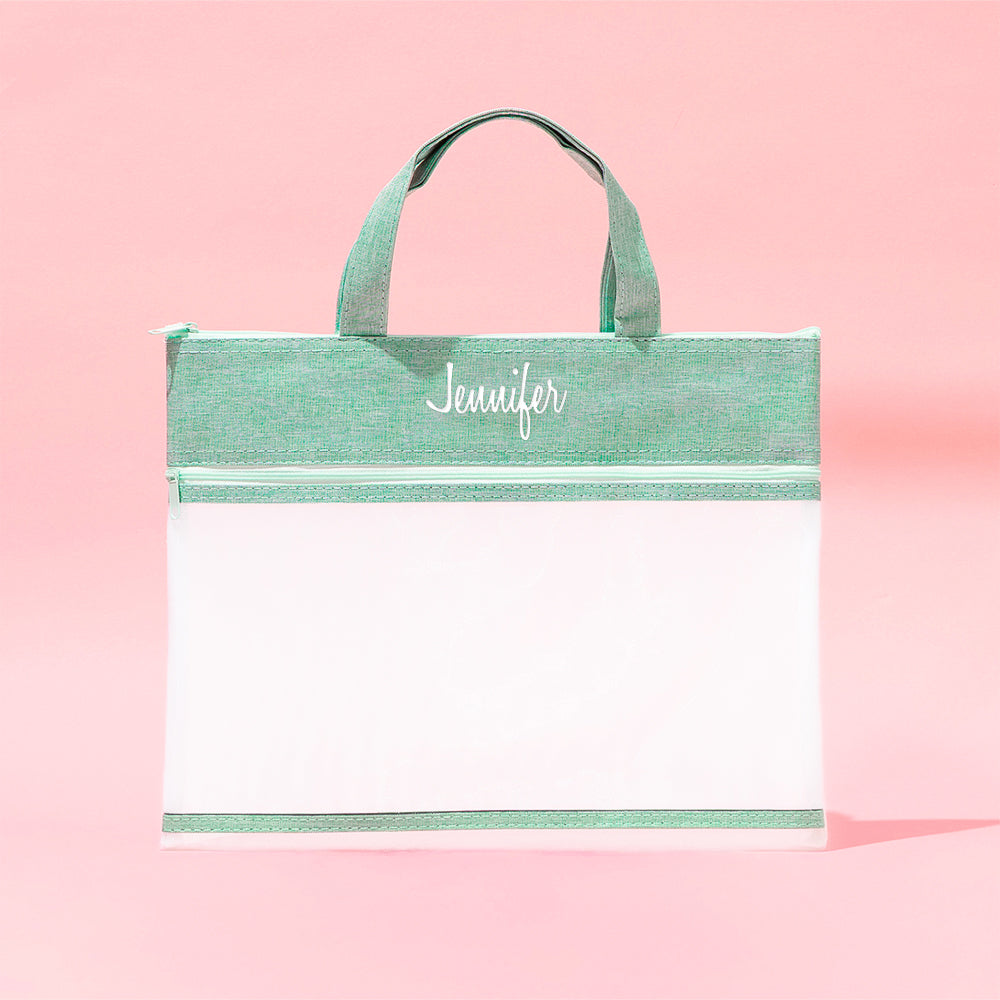 Monogrammed Toy Storage Bag in Seafoam
