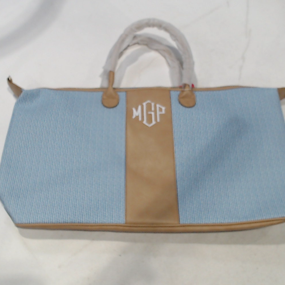 BLOOPER BAG: Monogrammed Seersucker Weekender
