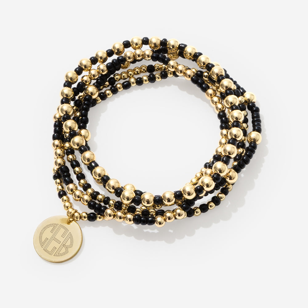 Black Monogrammed Gameday Bracelet Stack