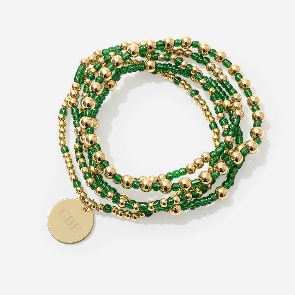Monogrammed Gameday Bracelet Stack | Green