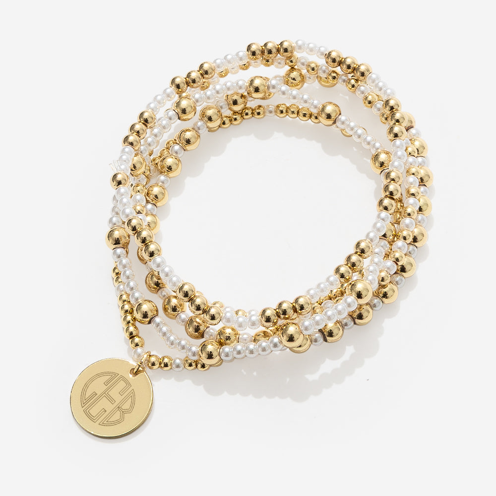 Pearl Monogrammed Gameday Bracelet Stack