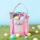 Monogrammed Bunny Easter Basket | Pink Seersucker