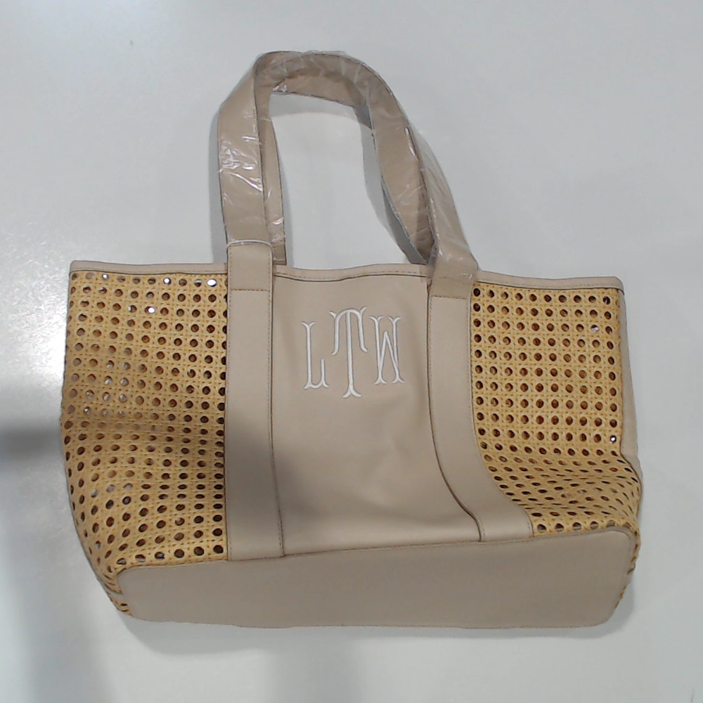 BLOOPER BAG: Monogrammed Straw Caning Tote