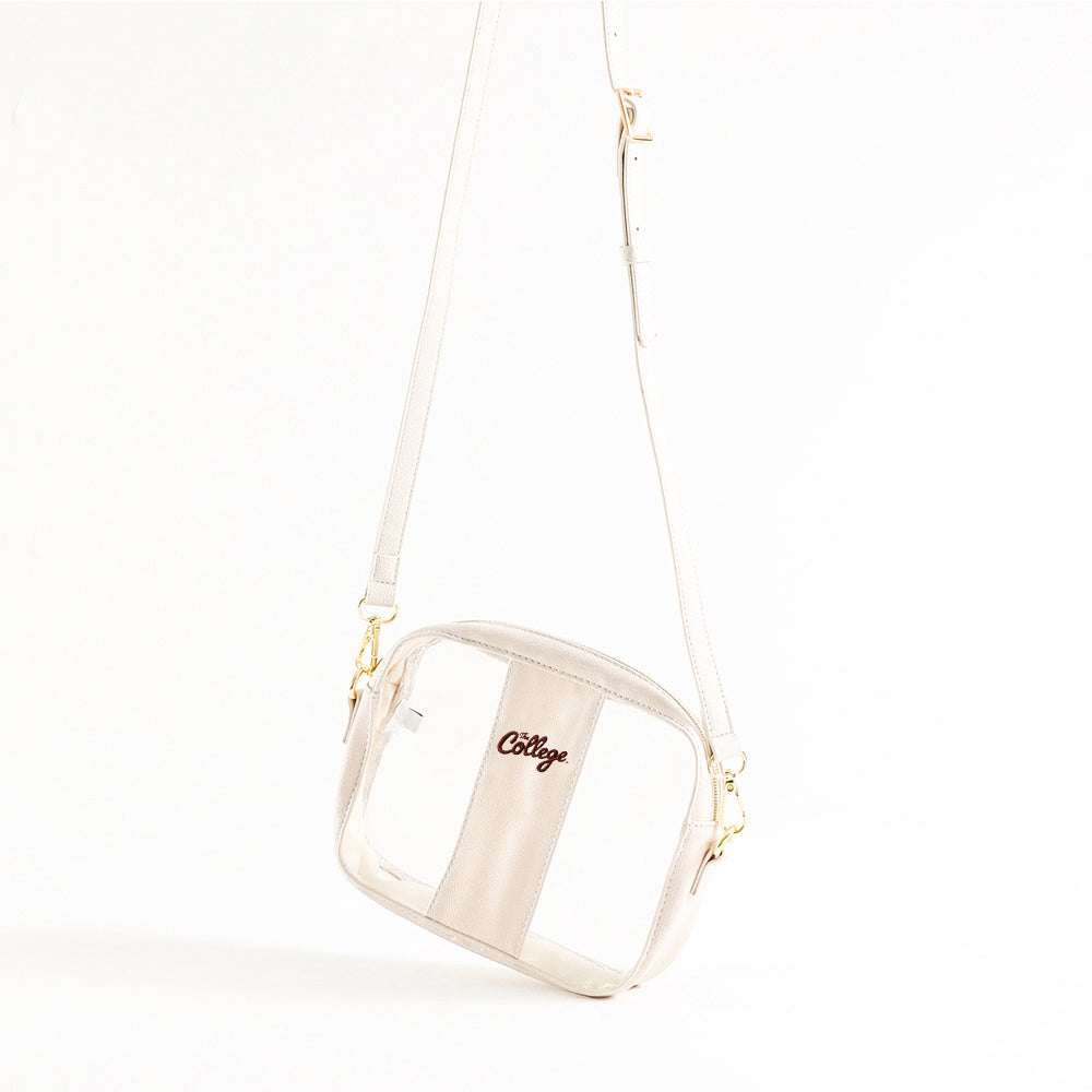 cofc clear stadium crossbody bag studio shot