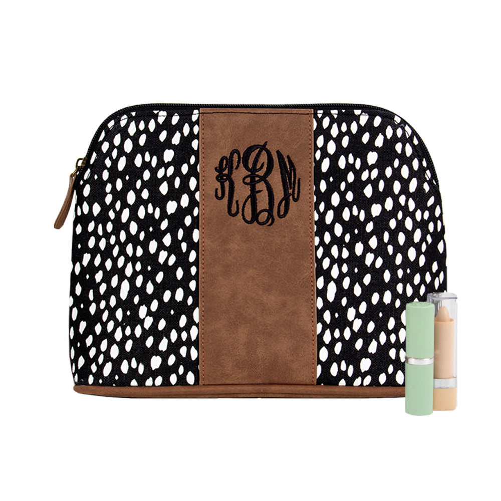 New Monogrammed Black Dot Cosmetic Case