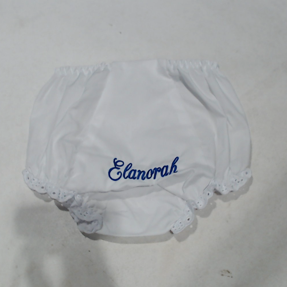 BLOOPER KIDS: Monogrammed White Eyelet Baby Bloomers
