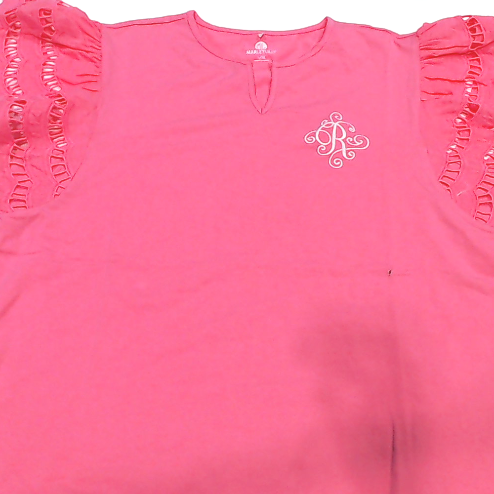 BLOOPER CLOTHING: Monogrammed Flutter Sleeve Top