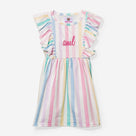 Monogrammed Girls Ruffle Dress | Multi Stripes