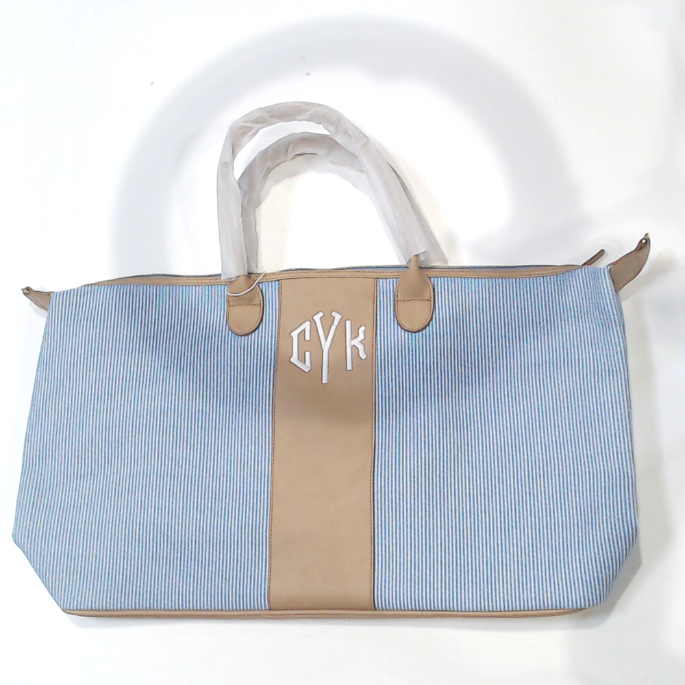 BLOOPER BAG: Monogrammed Seersucker Weekender - Promotional