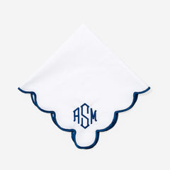 Monogrammed Scalloped Napkin in Navy