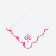 Monogrammed Scalloped Napkin in Pink