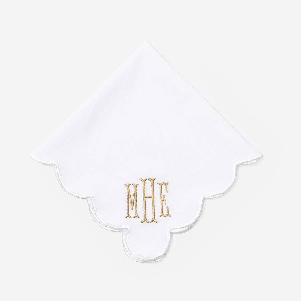 Monogrammed Scalloped Napkin in White