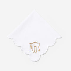 Monogrammed Scalloped Napkin in White