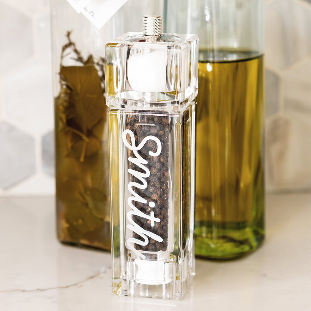 clear dual salt & pepper mill with oil