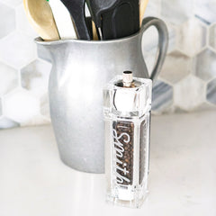 clear dual salt & pepper mill with utensils