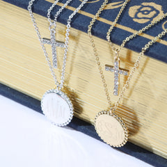 Monogrammed Layered Cross Necklace | Gold