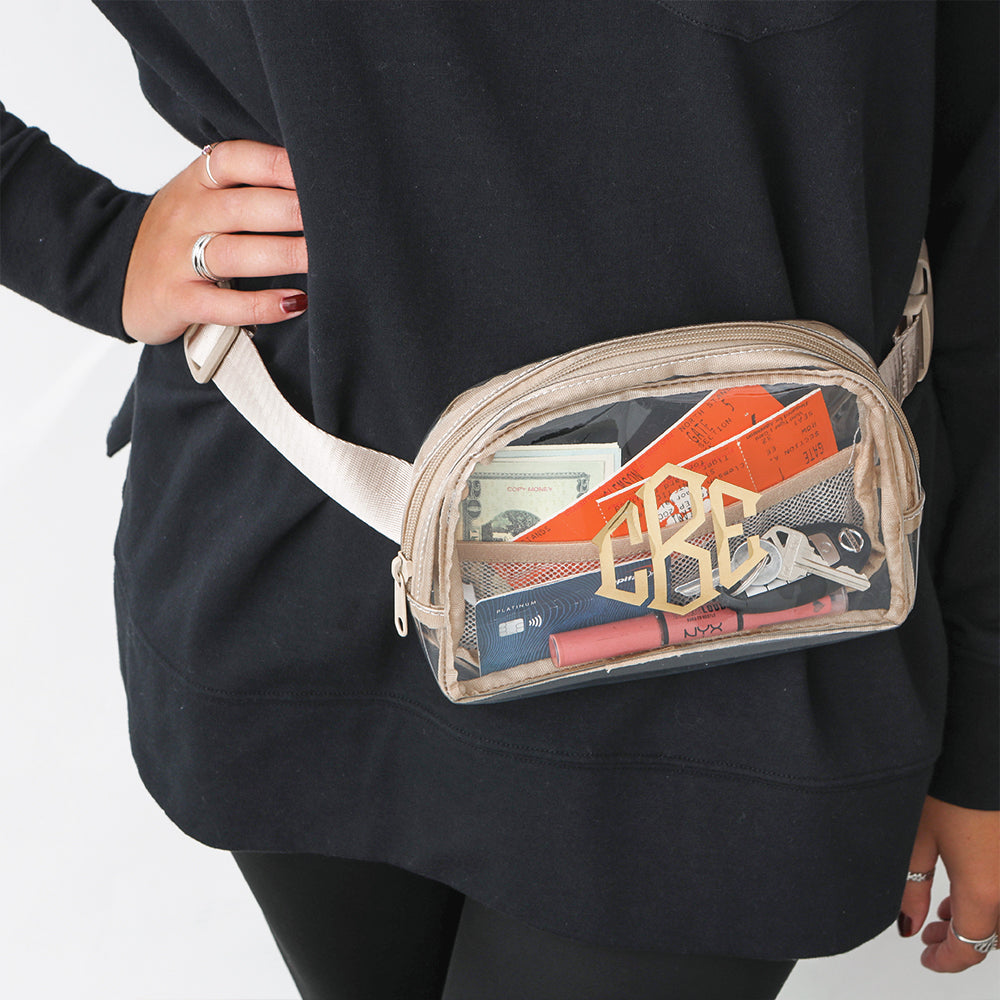 clear belt bag around waist