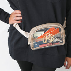 clear belt bag around waist